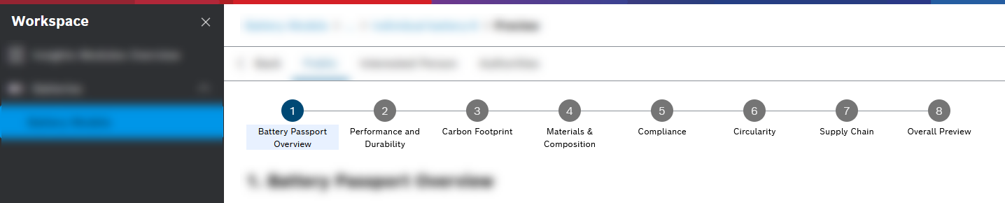 Tabs to select category