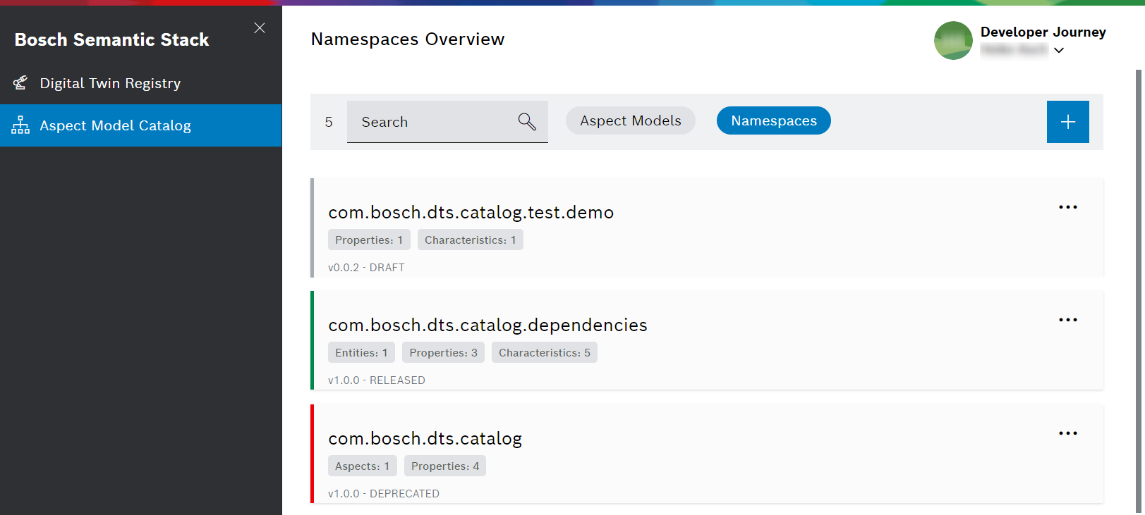 aspect model catalog startpage namespaces all states