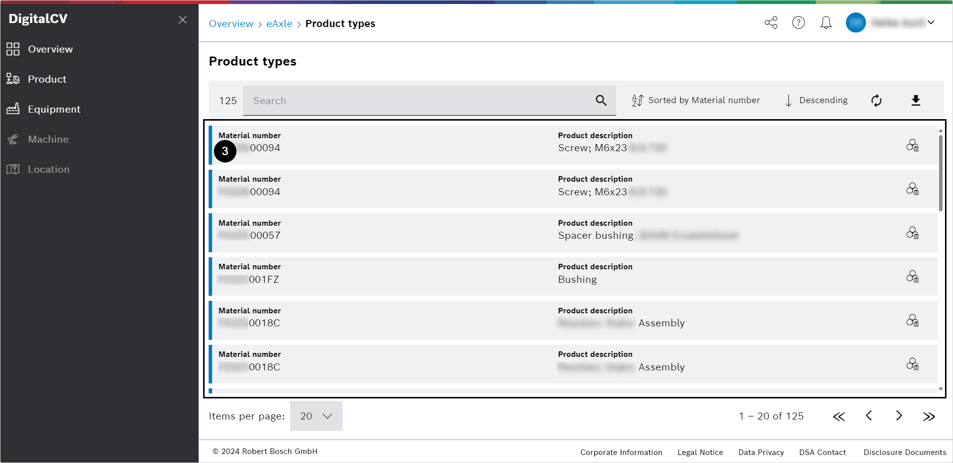 DigitalCV product types view overview list